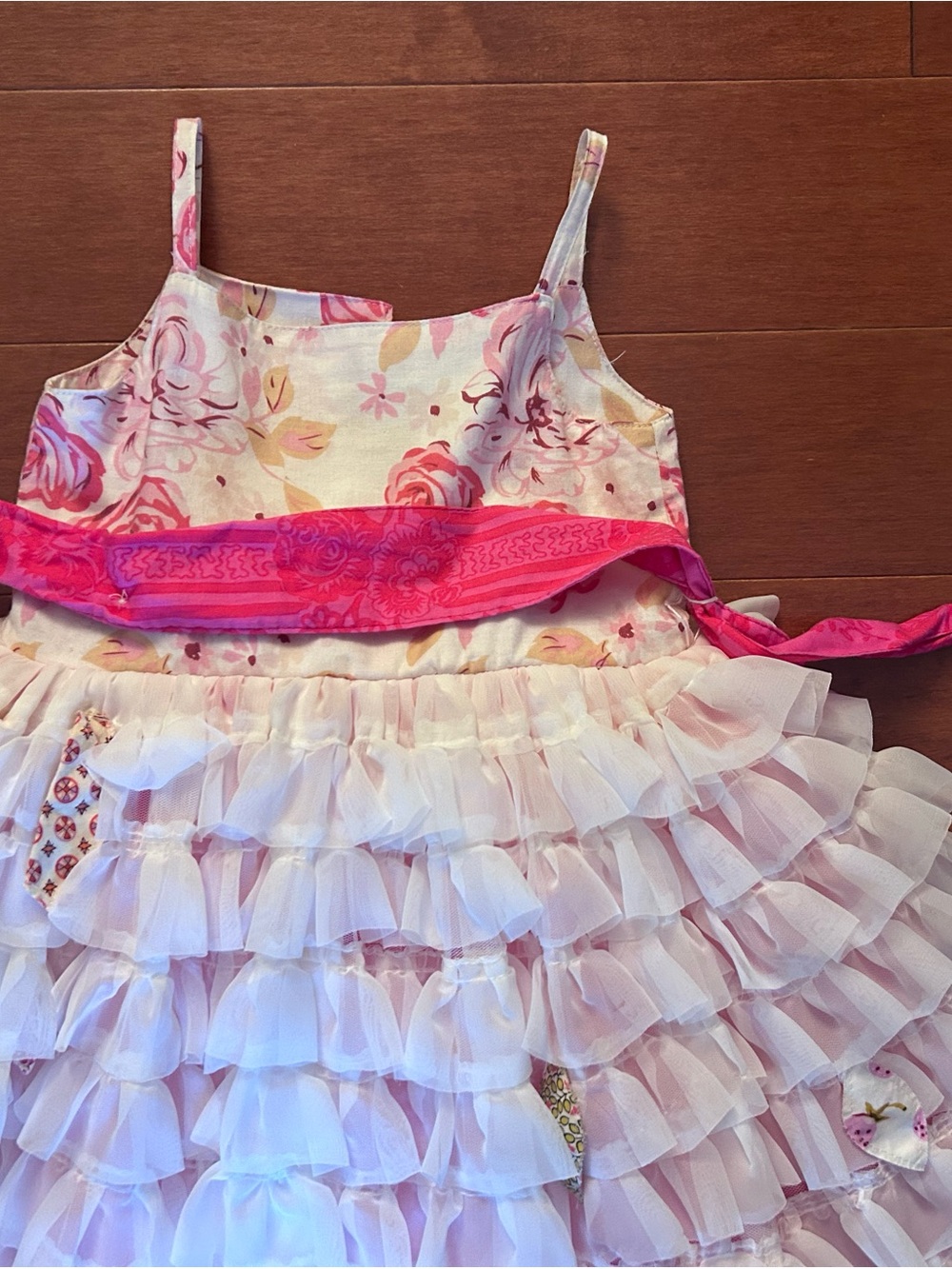 Chasing Fireflies Pink Floral Dress with Hot Pink Sash
